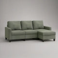 Sofá de Canto com Chaise Longue à Direita em Poliéster Verde Sálvia 230 x 145 x 85 cm
