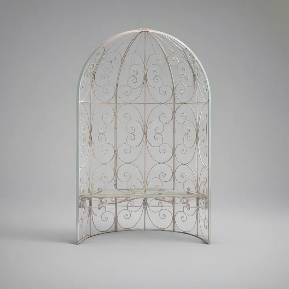 Arco de Jardim com Banco Integrado em Aço Branco 122 x 60 x 220 cm