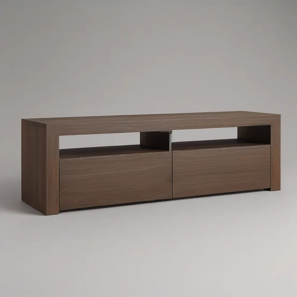 Móvel de TV em MDF Castanho Nogueira com 2 Gavetas e 2 Nichos, 180 x 40 x 55 cm