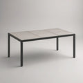 Mesa retangular de exterior 160 x 90 x 75 cm com tampo em cerâmica cinzento e estrutura em alumínio preto
