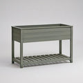 Floreira Elevada Retangular em Aço Galvanizado Verde-Escuro 80 x 40 x 80 cm com Prateleira Inferior