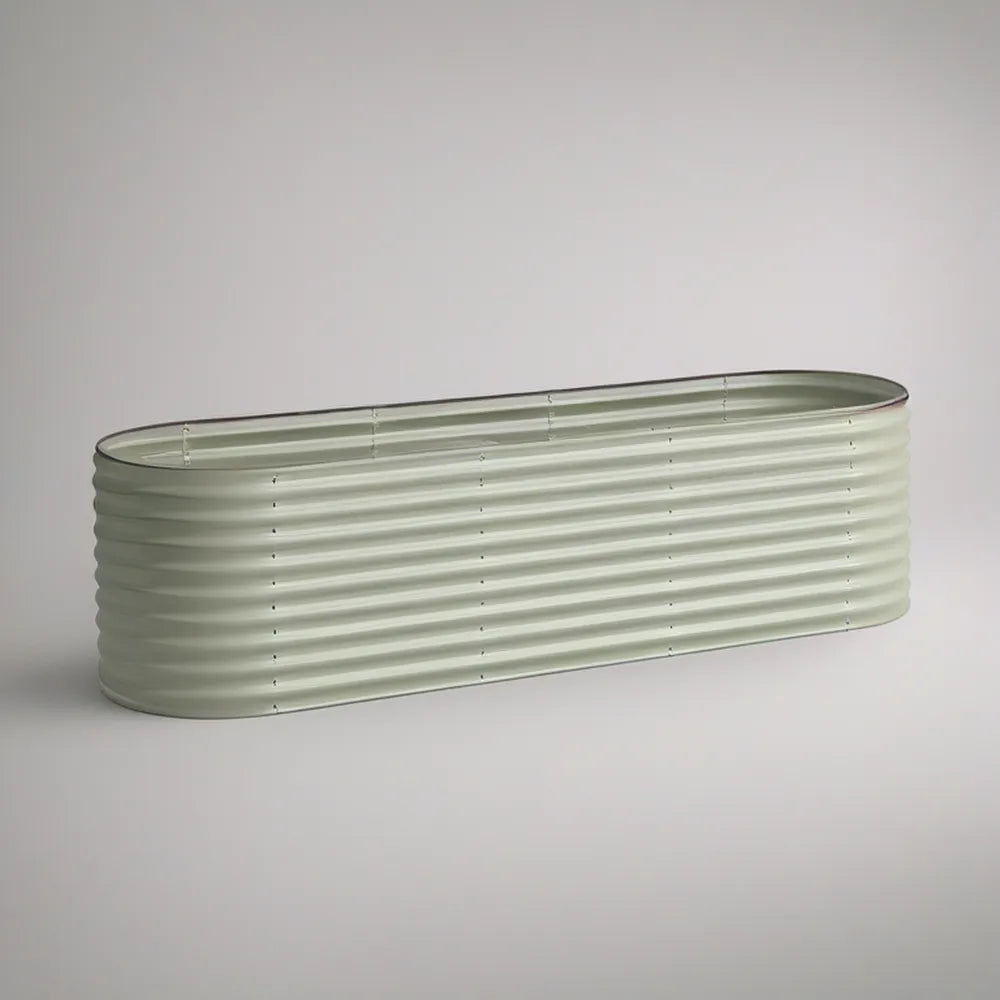 Canteiro Elevado Oval em Aço Galvanizado Verde-Claro 180 x 90 x 60 cm