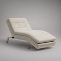 Chaise Longue Reclinável Estofada em Poliéster Creme 170 x 65 x 83 cm