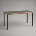 Mesa retangular para jardim em alumínio e vidro temperado preto 120 x 70 x 75 cm