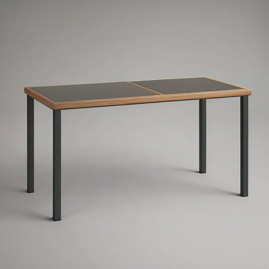 Mesa retangular para jardim em alumínio e vidro temperado preto 120 x 70 x 75 cm