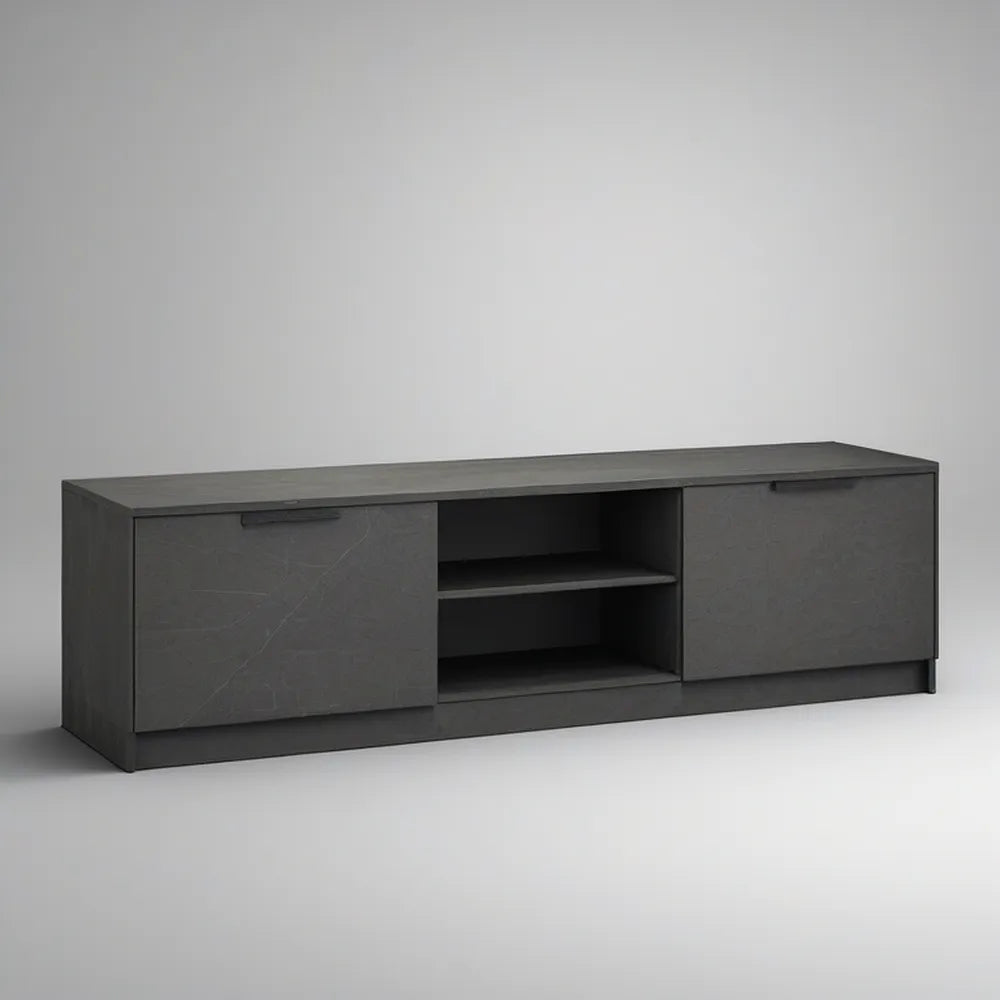 Móvel de TV em MDF Cinzento Escuro 180 x 40 x 50 cm com Portas Deslizantes
