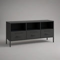 Móvel para TV Retangular em Aço Carbono Preto 120 x 40 x 65 cm com 3 Portas