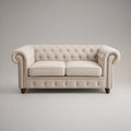 Sofá Chesterfield de 2 Lugares em Poliéster Bege, 170 x 90 x 78 cm